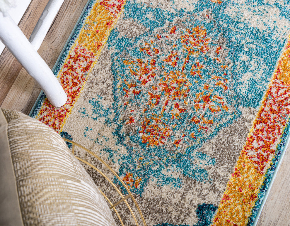 Unique Loom Blue Da Vinci Vita 2' 0 x 6' 7 Runner Rug