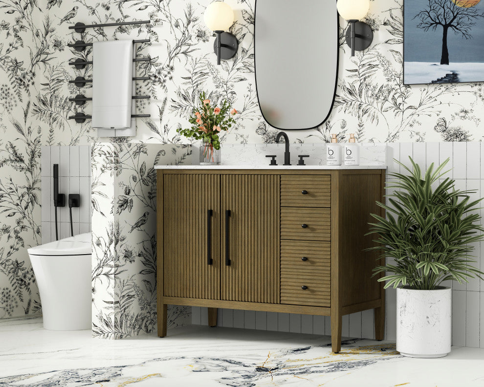 Home Living 42" Single Bathroom Vanity, Hazel Oak