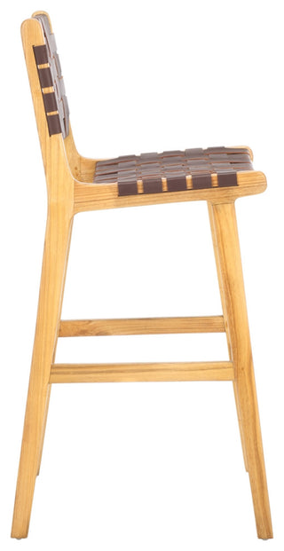 Safavieh Adah Leather Bar Stool, Cognac/Natural