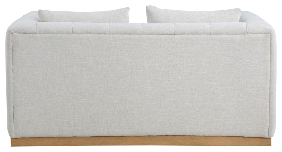 Lucia Beige Linen Textured Fabric Chair, Cream, Loveseat