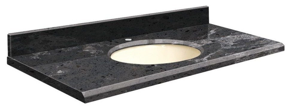 Quartz 31"x19" Vanity Top, Biscuit Bowl, Milky Way, Single Hole
