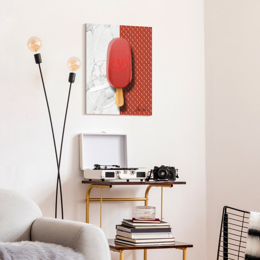 "Designer Dessert" Frameless Floating Tempered Glass Panel Wall Art Set of 2