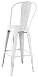 Bar Stool Chair Barstool, Set of 4, Metal, White, Bar Pub Cafe Bistro Restaurant