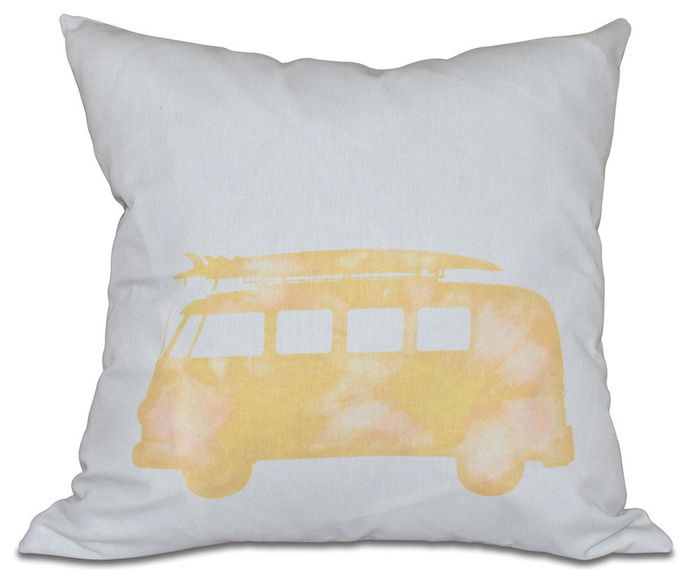 Beachdrive, Geometric Print Pillow, Yellow, 20"x20"