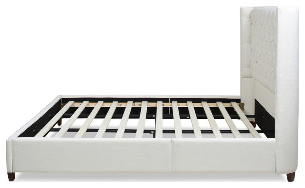 Manhattan Shelter King Platform Bed Frame, Antique White Polyester