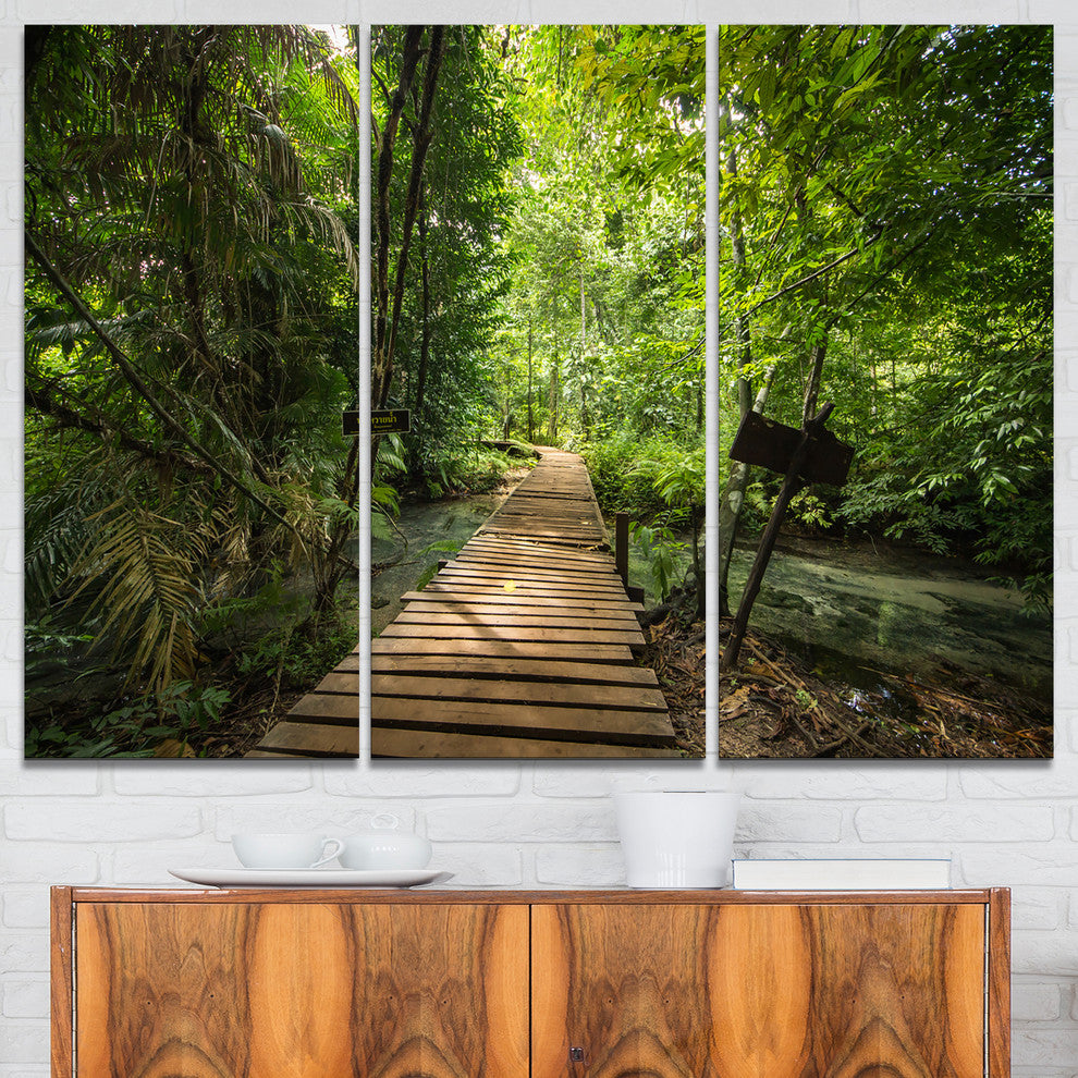 "Forest Way to Emerald Pool" Photo Canvas Art Print, 3 Panels, 36"x28"