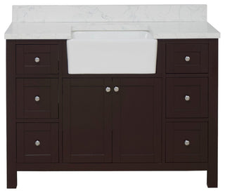 Yorkshire 48" Bathroom Vanity, Chocolate, Engineered Marble