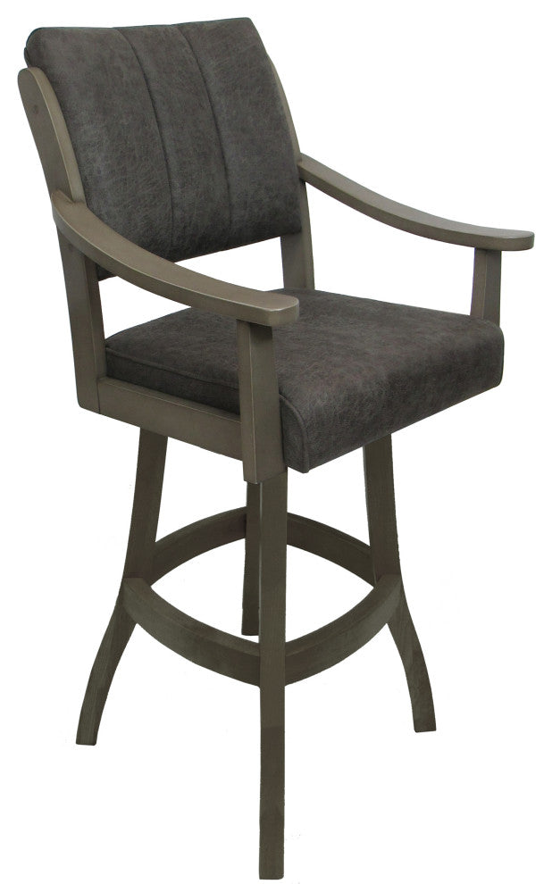 Swivel Counter Wood Bar Stool Casa on S-Base, Northwest Elk - Asian Grey, 34"