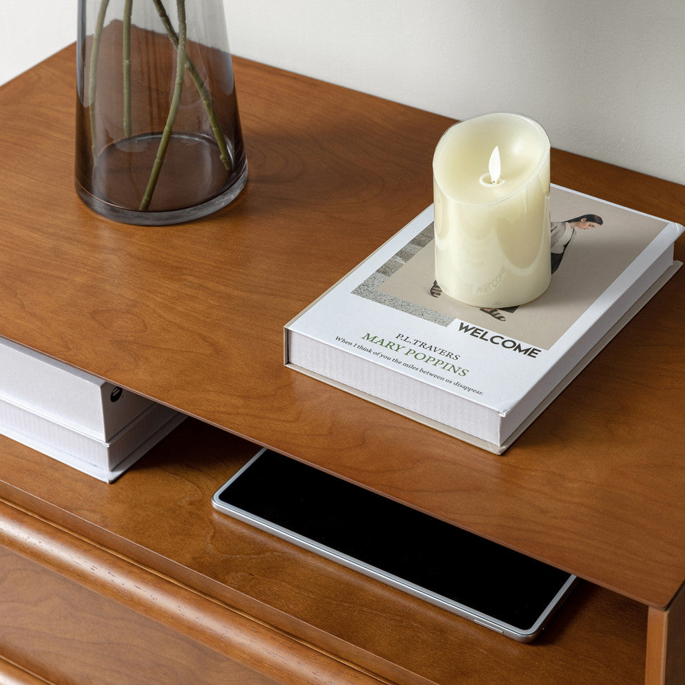 Drawer Nightstand With Built-In Outlets, Set of 2, Acorn