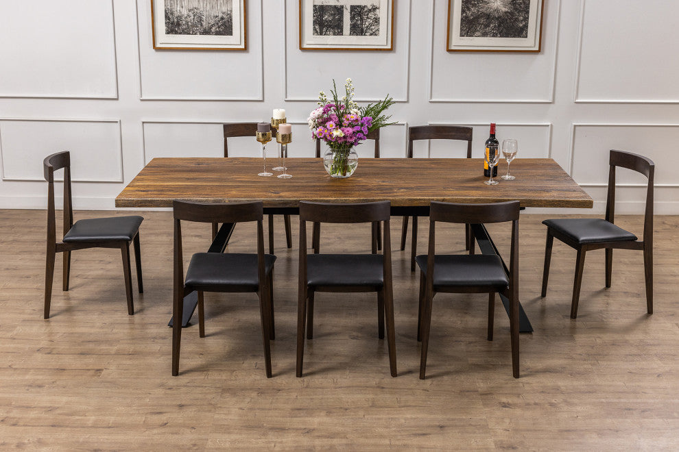 Solid Teak Live Edge Dining Table With Metal Legs, 84x40