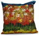 Autumn Floral Print Pillow, Red, 16"x16"