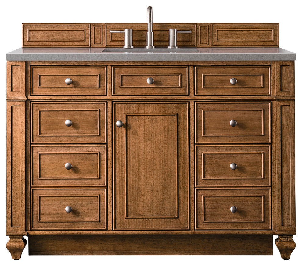 Bristol 48" Vanity, Saddle Brown, Gray Expo Quartz Top