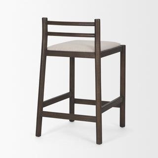 Sam Dark Brown Wood With Cream Fabric Counter Stool