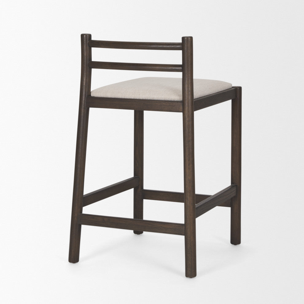 Sam Dark Brown Wood With Cream Fabric Counter Stool