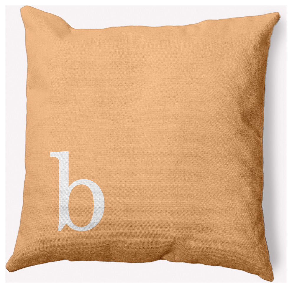 20" x 20" Modern Monogram Indoor/Outdoor Polyester Throw Pillow, Pale Gold