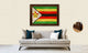 Zimbabwe Country Textured Flag Print With Brown Gold Frame, 15"X21"