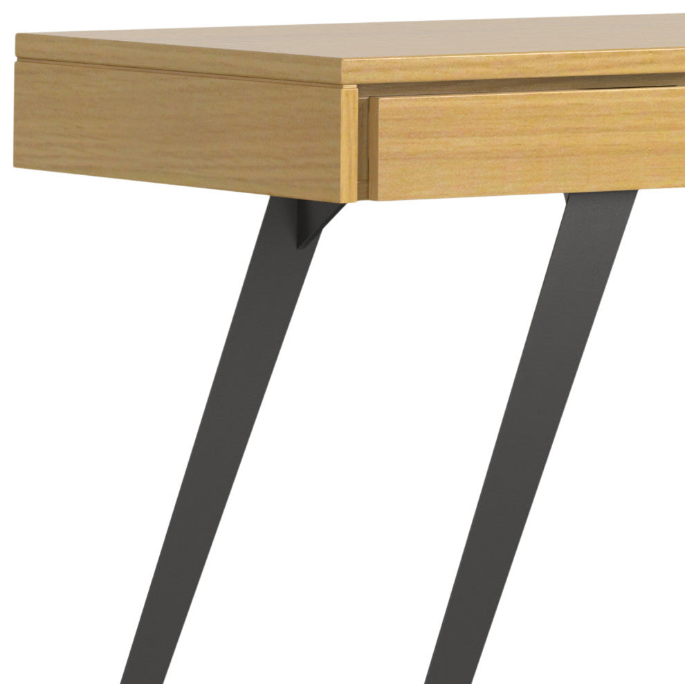 Lowry Solid Acacia Wood Large Desk, Oak
