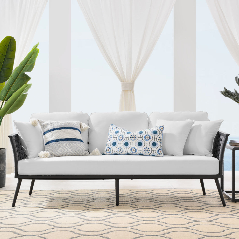 Stance Outdoor Patio Aluminum Sofa Gray White