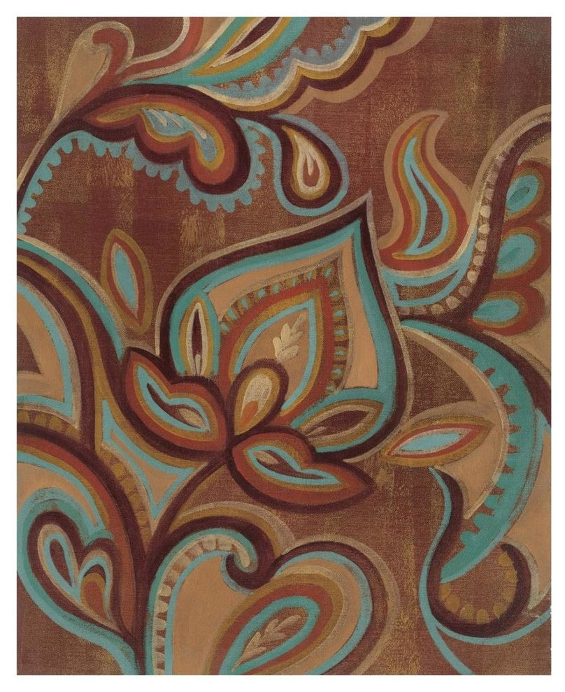 "Bohemian Paisley II Turquoise" Digital Paper Print by Silvia Vassileva, 22"x26"