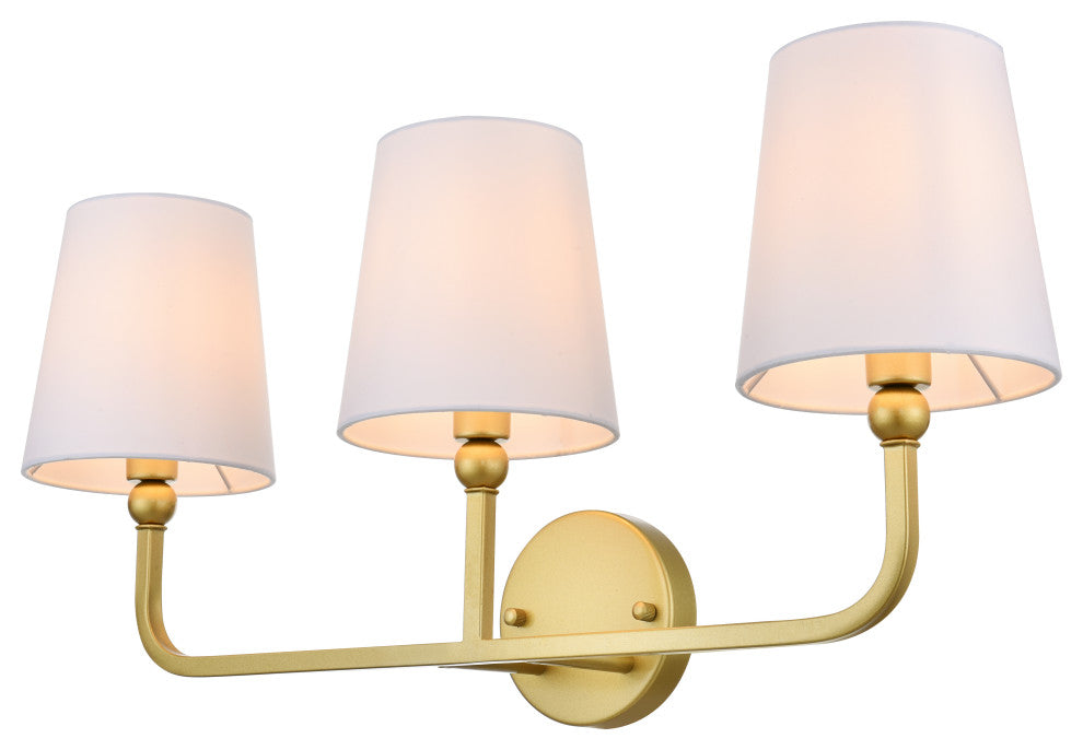 3 Light Brass And Clear Bath Sconce