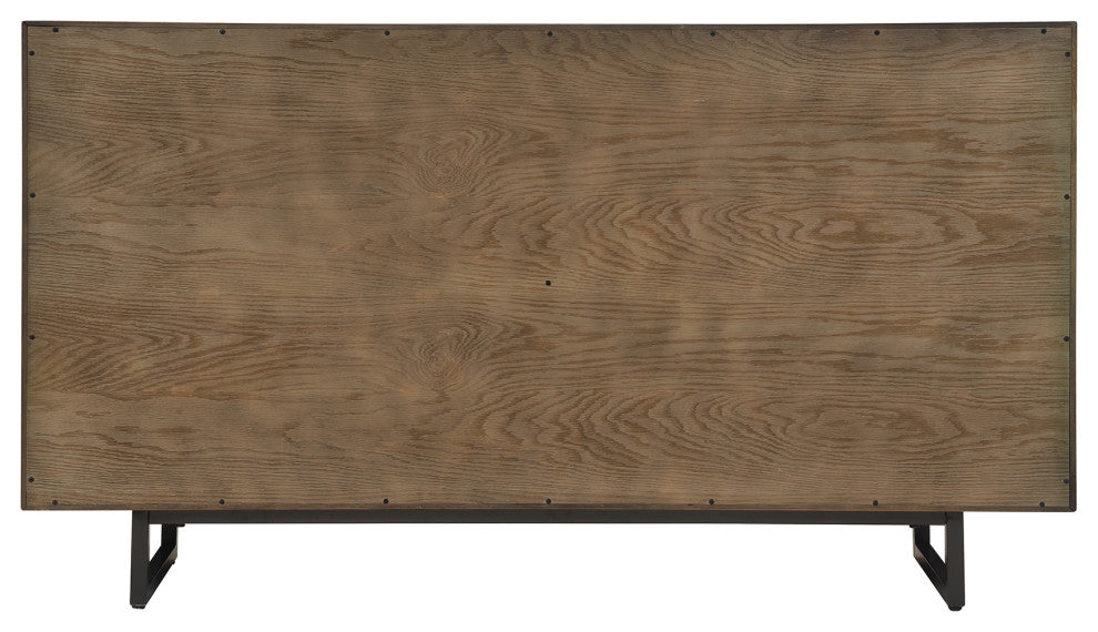 Marquis 6 Drawer Oak Wood Dresser with Black Metal Legs