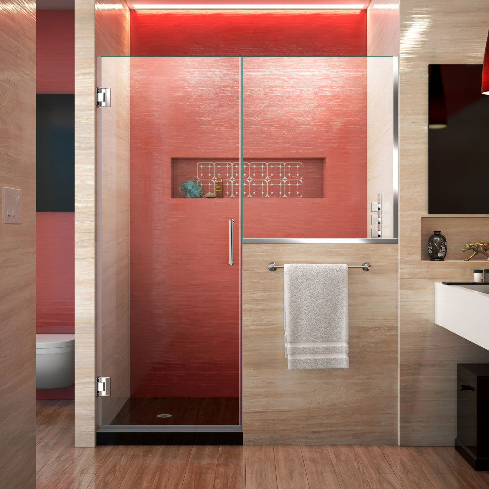 Unidoor Plus 59-59.5" Hinged Shower Door, Chrome