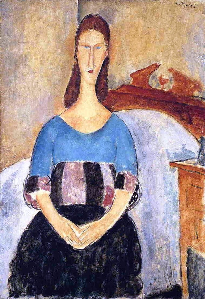 Amedeo Modigliani Jeanne Hebuterne, 18"x27" Wall Decal Print