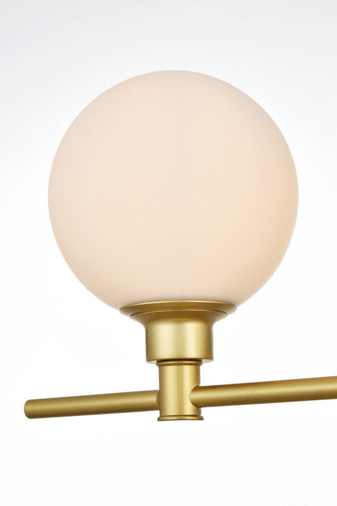 5 Light Brass And Frosted White Bath Sconce