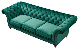 Peyton Sloped Arm Chesterfield Sofa Green Velvet