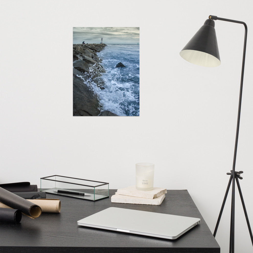 Splashing on the Jetty Landscape Photo Unframed Wall Art Print, 12" X 16"