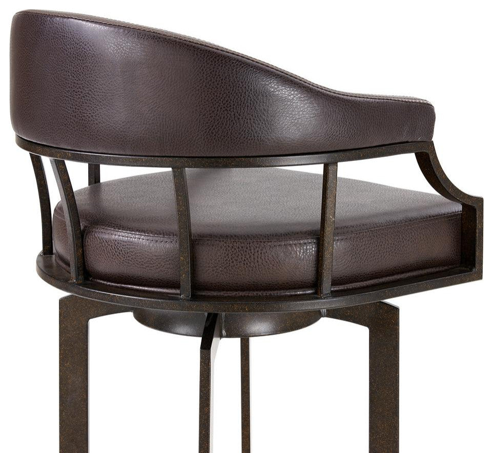Pharaoh Swivel 30 Auburn Bay and Brown Faux Leather Bar Stool