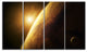 Planet Mars Close up with Sunrise, Large Landscape Canvas Art, 48"x28", 4 Panels