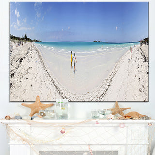 "Cayo Coco Tropical Beach Panorama" Modern Seascape Canvas Artwork, 32"x16"