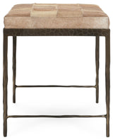Achen Leather Hide Ottoman Bench by Kosas Home , Blonde, 28"