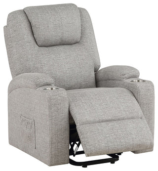 ACME Evander Recliner With Power Lift, Light Gray Chenille