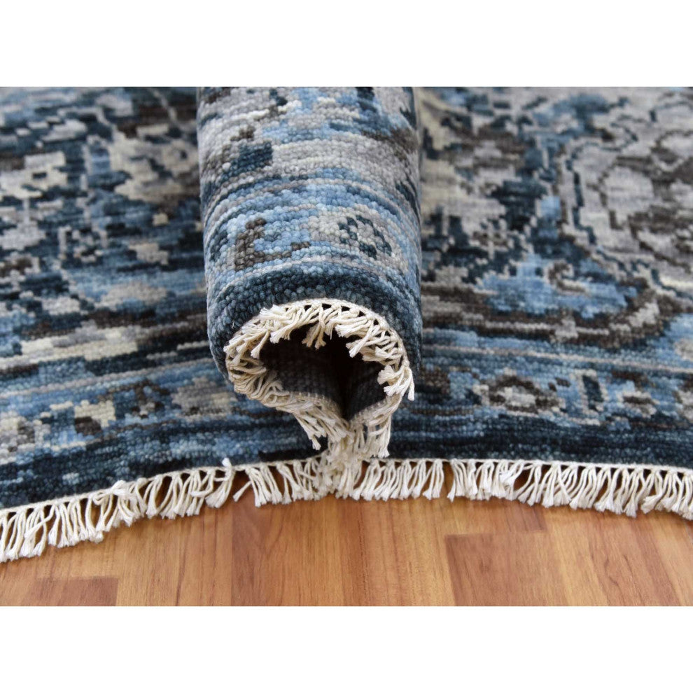 Ash Gray Modern Tabriz Design Pure Wool Hand Knotted Oriental Rug, 9'2"x12'4"