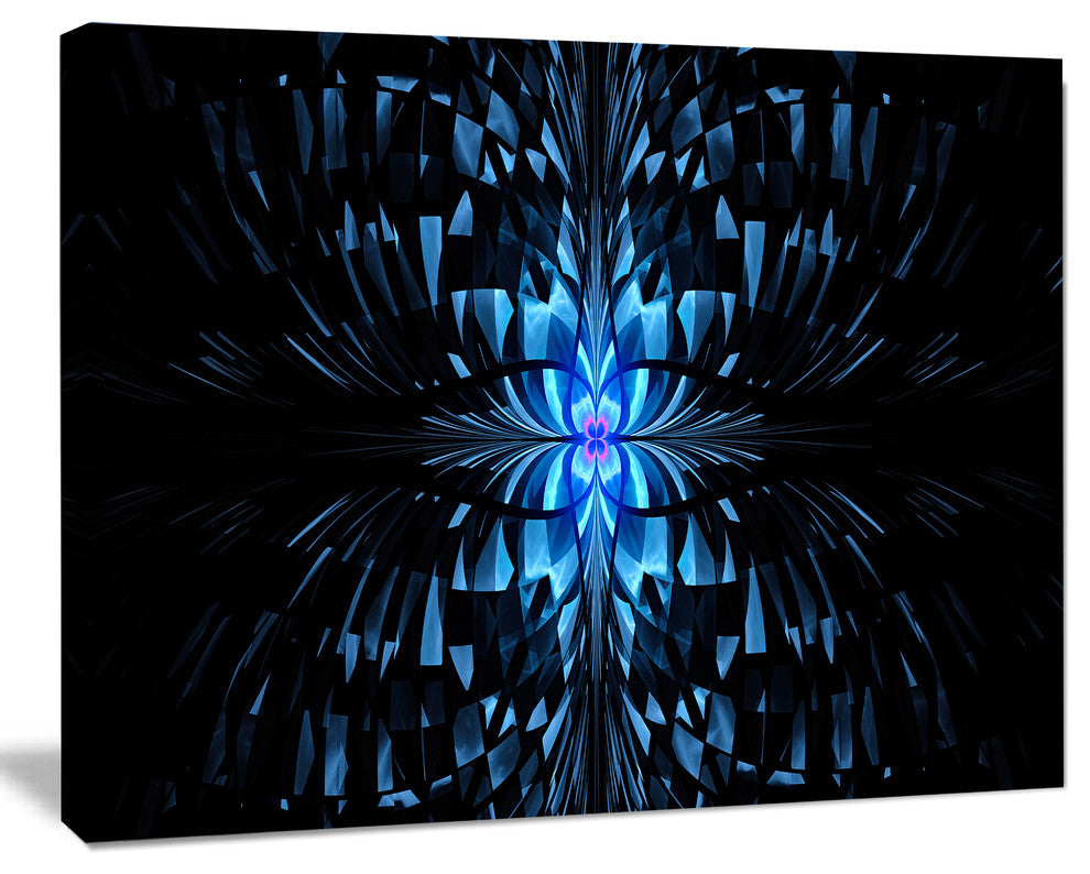 Blue Butterfly Pattern on Black, Oversized Abstract Canvas Art Print, 60x40