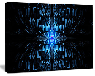Blue Butterfly Pattern on Black, Oversized Abstract Canvas Art Print, 60x40
