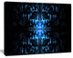 Blue Butterfly Pattern on Black, Oversized Abstract Canvas Art Print, 60x40