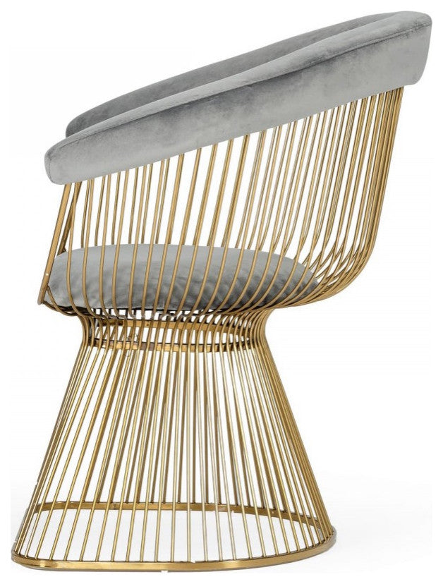 Swell Gold Dining Chair Arm Chair, Gray