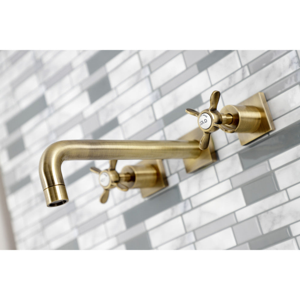 KS6023BEX Wall Mount Tub Faucet, Antique Brass