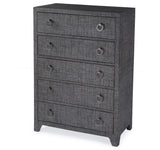 Bar Harbor 5 Drawer Raffia Dresser, Charcoal Raffia