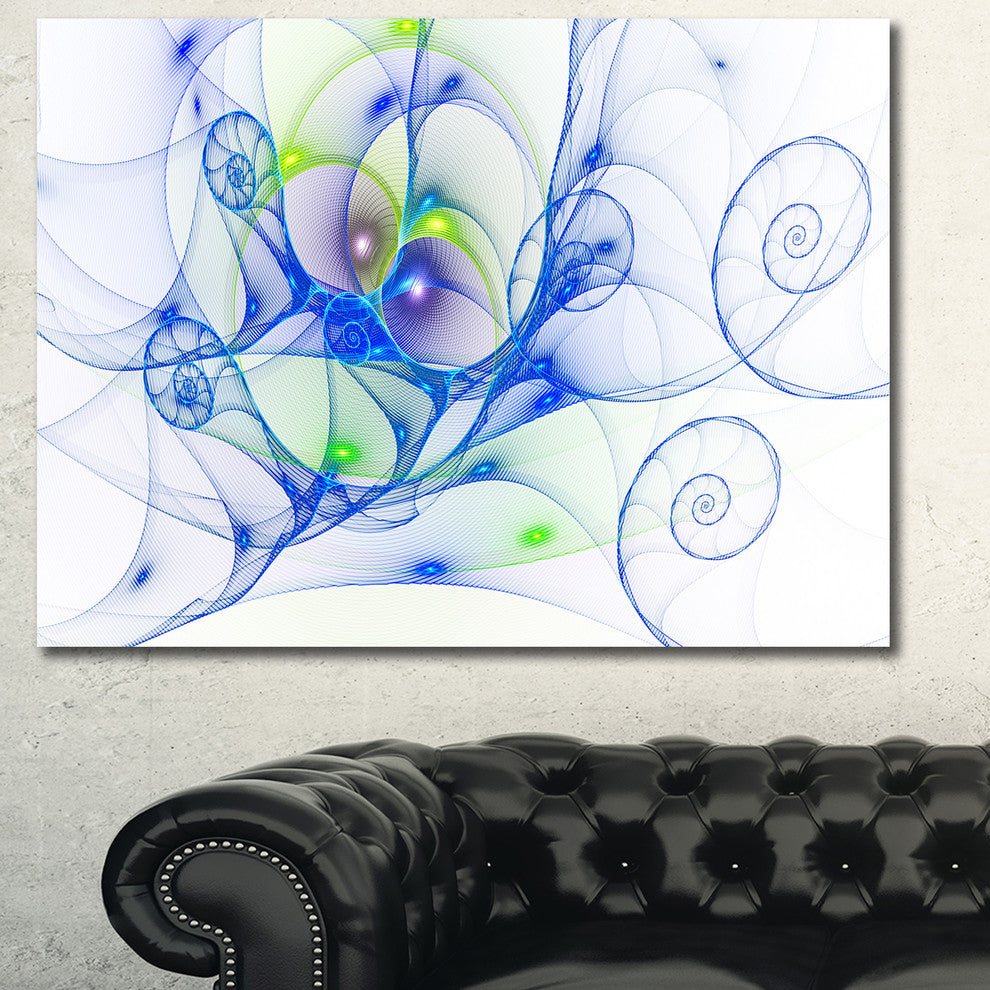 Blue Colored Curly Spiral, Oversized Abstract Canvas Art Print, 60x40