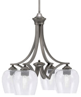 Zilo Downlight, 4 Light, Chandelier, Graphite Finish, 6" Clear Bubble Glass