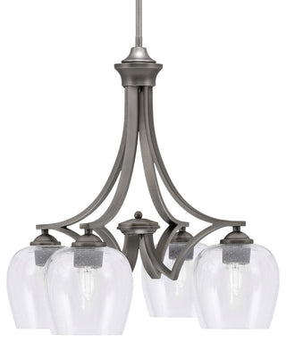 Zilo Downlight, 4 Light, Chandelier, Graphite Finish, 6" Clear Bubble Glass