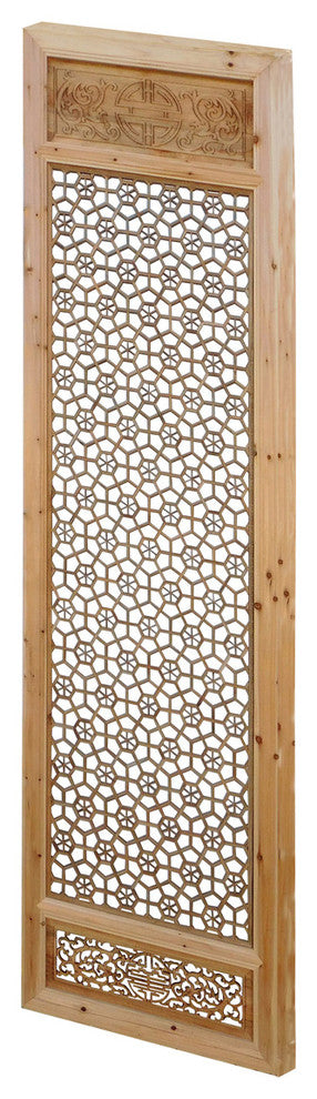Chinese Natural Wood Geometric Wall Panel Headboard Accent cs821