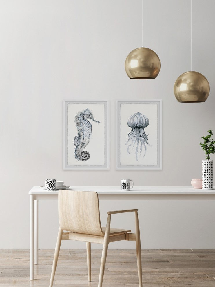 Seahorse and Jellyfish Diptych, 48"x36"