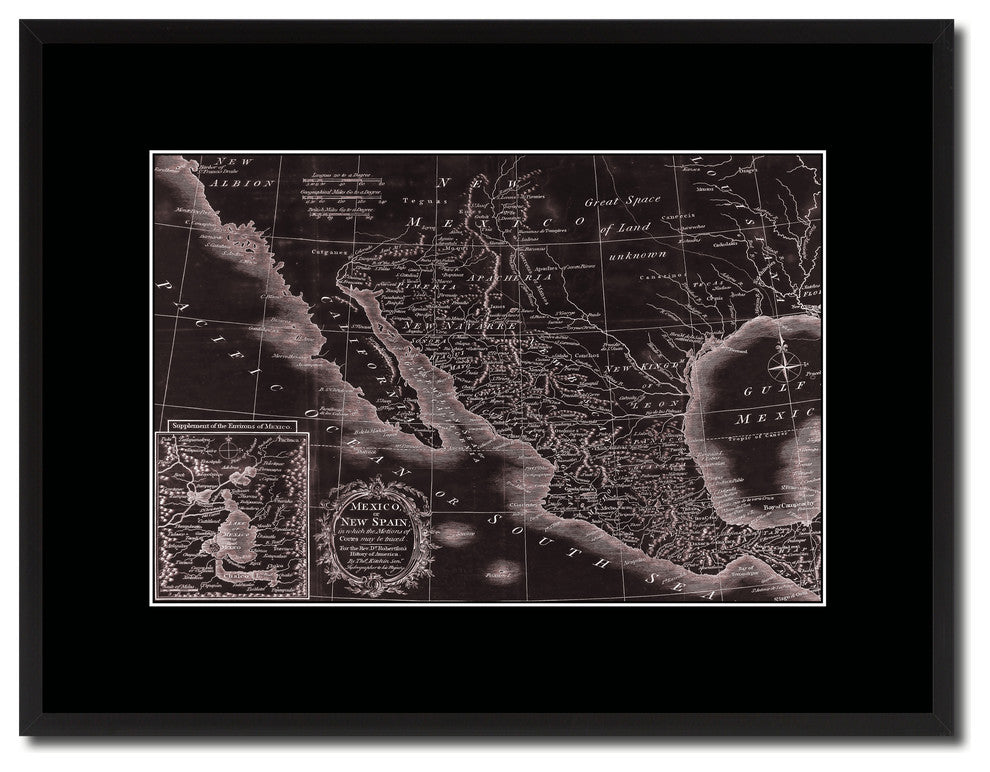 Mexico Vintage Vivid Sepia Map Canvas, 16"x21"