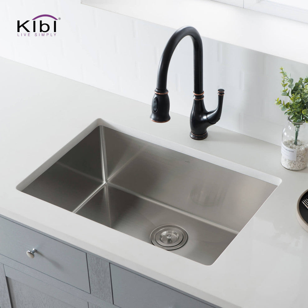 KIBI Handcrafted Undermount Single Bowl 16 gauge Stainless Steel Kitchen Sink, 2