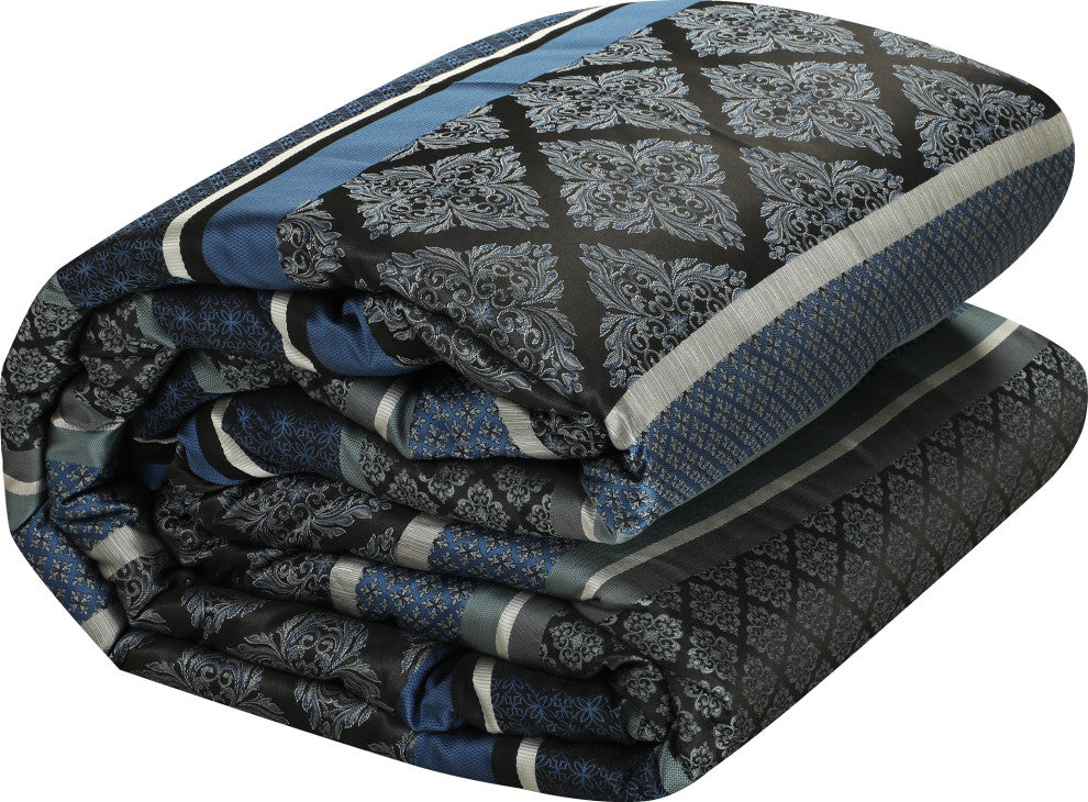 Tefia 7 Piece Comforter Set, Blue, King